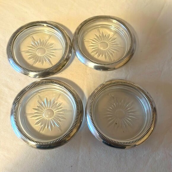 Sliver plated and crystal stacking coasters made in Italy - Picture 1 of 4
